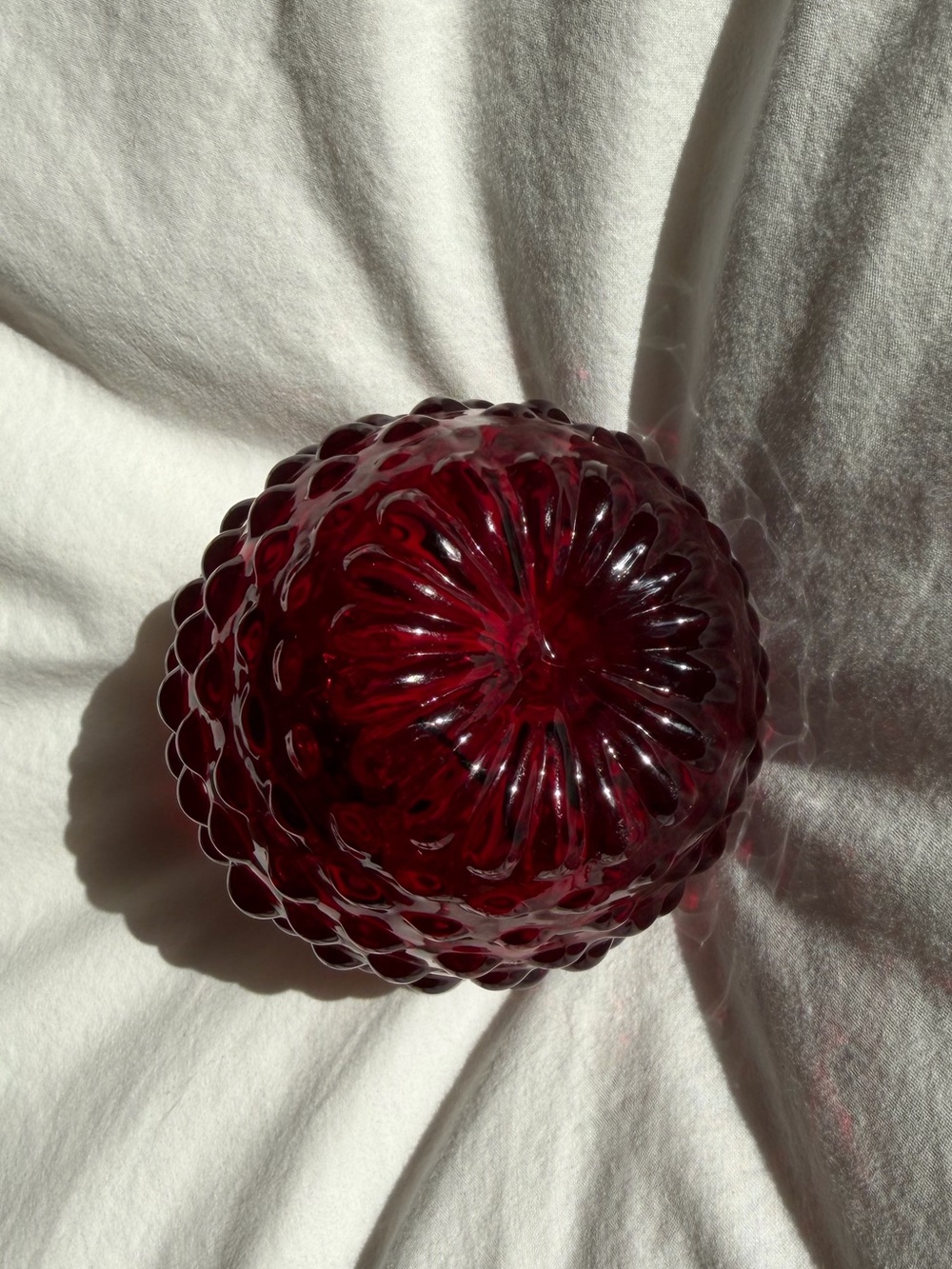 Viking Art Glass MCM Ruby Red Berry Paperweight - Picture 2 of 5